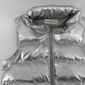Pants Store Silver Metallic Puffer Vest Size XS Metallic Shine Padded Vest